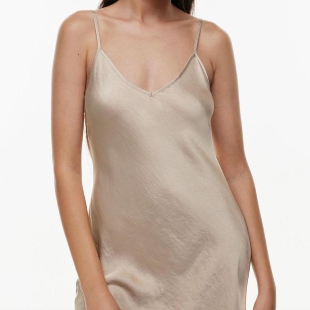 Aritzia Wilfred Satin Mini Only Slip Dress in Champagne